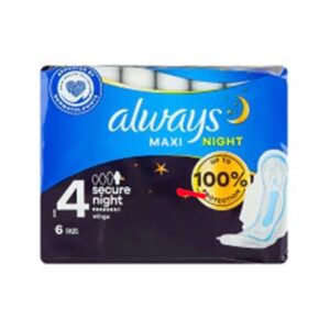 نوار بهداشتی شب اولویز سایز 4 بزرگ Always Ultra Ultimate Night Max Protection | محافظت حداکثری در شب بسته 7 عددی