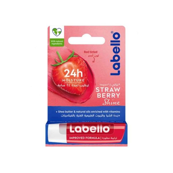 بالم لب لابلو Labello درخشان کننده مدل توت فرنگی آبرسان 24 ساعته