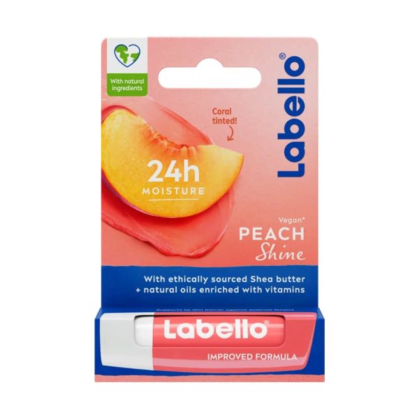 بالم مرطوب کننده لب لابلو طعم هلو Labello Peach Shine درخشان کننده آبرسان 24 ساعته