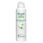 اسپری سیمپل Simple ضد تعریق ۴۸ ساعته مدل Gentle care مناسب پوست حساس حجم ۲۵۰ میل